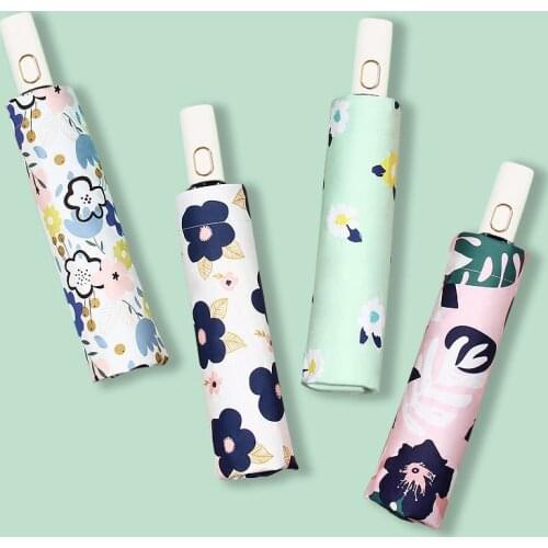 Creative Flower Automatic Umbrella Rain Women Men 3Fold Light and Durable Strong Colourful Umbrellas Kids Rainy Sunny Wholeale