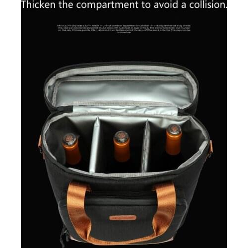 DENUONISS Wine Cooling BagNight Insulation Cooler Backpack Tourit Backpack Vintage Leather Refrigerator bag