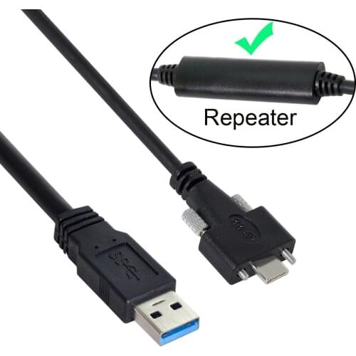 Xiwai 8 Meters USB 3.1 Type-C Dual Screws Locking to Standard USB3.0 Data Cable Mount Type for Camera Recorder