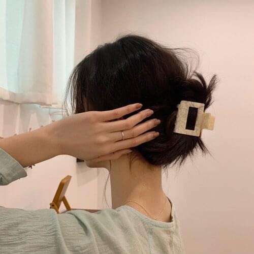 New Fashion Women Solid Color Large Size Rectangle Acrylic Hair Clip Multiple Colorful Geometry Hair Crab Hair Claws For Girls
