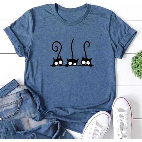ZOGAA Tshirt Women Cat Print Graphic Tee Kawaii Clothes Cartoon Female Tops Summer Streetwear Aesthetic Girls Short Sleeve Shirt
