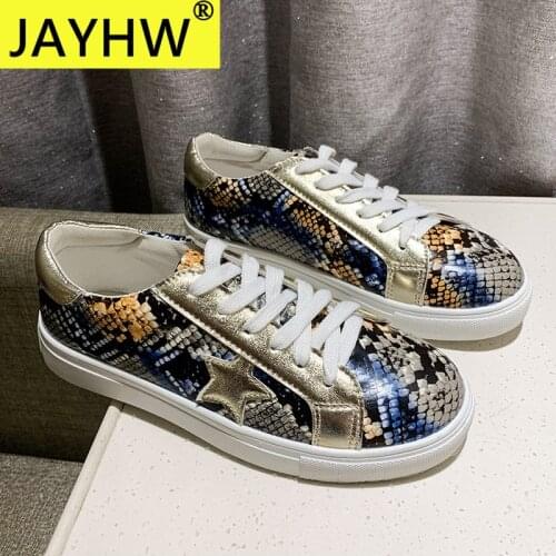 JAYHW New Style Plus Size Casual Shoes Women Fashion Snake Asakuchi Round Head Sneakers Zapatillas Mujer Tenis Feminino Woman