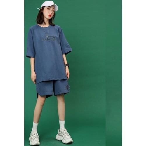 2021 Summer Shorts Sets Student T-shirt Suit Loose Two Piece Set Women Casual Tracksuit Women Sport 2 Piece Sets Womens Outfit