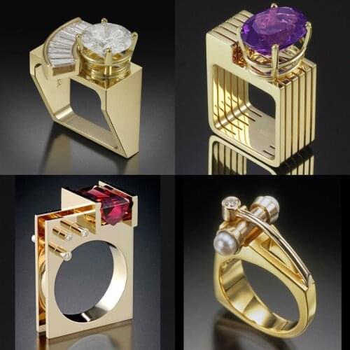 MENGYI New Fashion Unique Geometric Irregular Ring Inlaid With Cubic Zirconia 9 2 5 Ring New Gothic Womens Jewelry Party Gift