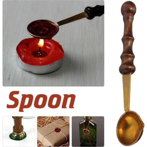 1PC Anti-Hot Sealing Wax Spoon Vintage Wood Handle Sealing Stamp Wax Melting Spoon for Scrapbooking Sealing Wax Spoon Stamps