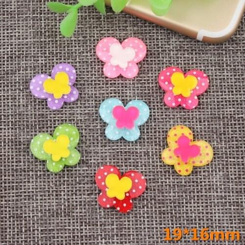 10pcs 19*16mm Mix Resin Spotted Butterfly charms powder graffiti patch childrens one BB clip handmade material DIY accessories