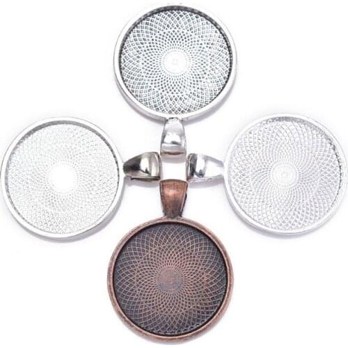 10Pcs 25mm Round Pendant Blanks Base Setting Tray Zinc Alloy for Glass Gem Cameo Cabochons Diy Jewelry accessories