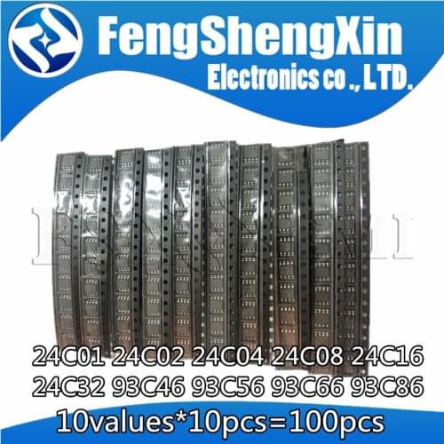 10values*10pcs=100pcs 24C01 24C02 24C04 24C08 24C16 24C32 93C46 93C56 93C66 93C86 SOP sop8 IC SOP-8 EEPROM KIT