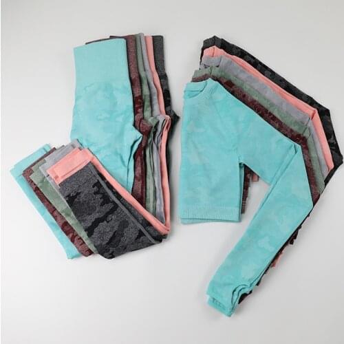 2PCS/Set Camouflage Yoga Set Leggings Women Seamless Fitness Yoga Bra Sports Bra High Waist GYM Camo Leggings Fitness Suits