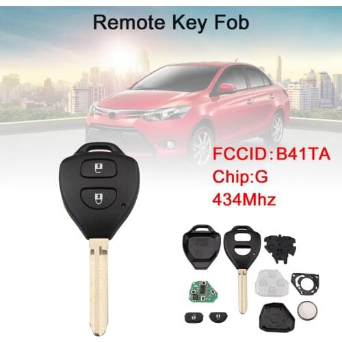 434Mhz 2 Buttons Car Remote Key Fob G Chip B41TA Fit for Toyota Hilux Yaris 2009 - 2015