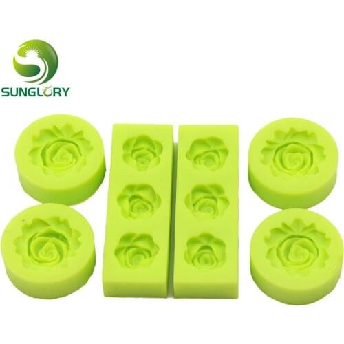 Kitchen 6PCS Fondant Silicone Rose Mold Flower Shaped Cupcake Decoration Mold For Baking Paste Americana Cake Decorating Tools