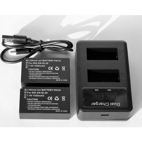 2X EN-EL20 EL20a Battery+charger for Nikon 1 S1 1 J1 1 J2 1 J3 1 V3 Coolpix A