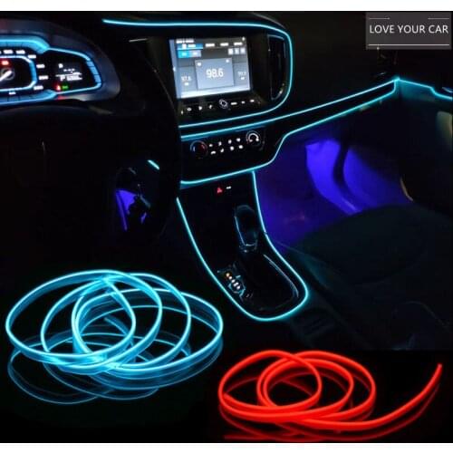 Car Neon LED Light Interior Lighting Garland Wire EL Wire Rope Tube Ambient LED Strip Decoration Flexible Tube Colors Auto Led