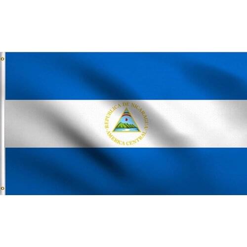 BANDERA CALIDAD NACIONAL DE Nicaragua 150x90cm - Tela De Alta calidad Envió Gratis