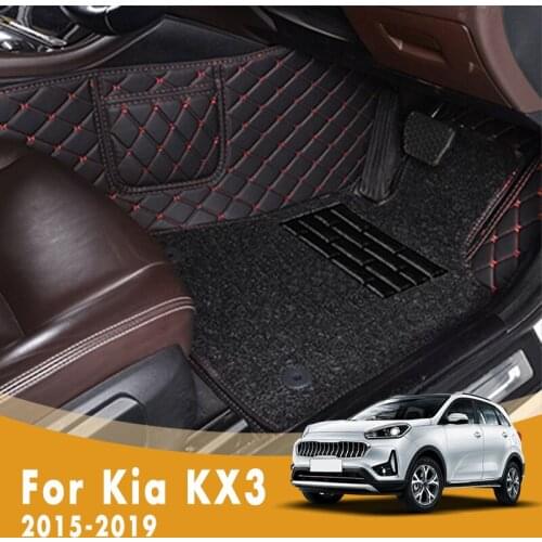 RHD Luxury Double Layer Wire Loop Car Floor Mats For Kia KX3 2019 2018 2017 2016 2015 Carpets Custom Auto Interior Accessories
