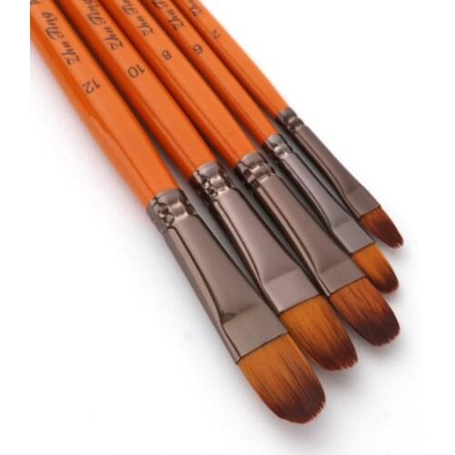 5PC Artist For Watercolor Painting Brushes Brush Oil Acrylic Flat&tip Paint Kit Gouache Painting Paint Brushes Acrylic Painting