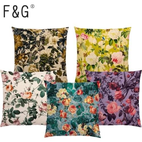 Colorful Plant Cushion Cover Romantic Abstract Exotic Garden Flowers Butterfly Jungle Car Sofa Home Decoration Throw Pillowcase