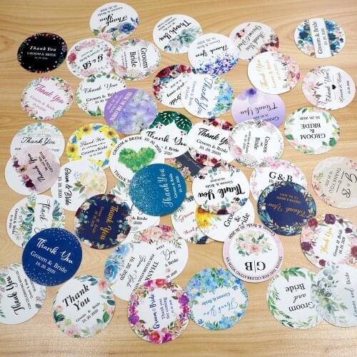 96Pcs 3cm/1.2in Round Wedding Sticker Custom Logo Waterproof Personalized Name Label For Party Favors Candy Gift Boxes Packaging