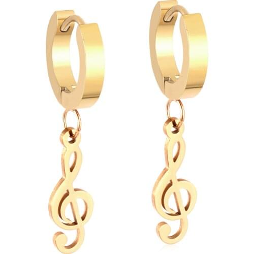 LUXUKISSKIDS Jewelry Korean Musical Note Drop Earring Sets Stainless Steel Gold/Steel Dangle Earrings Set For Women kolczyki