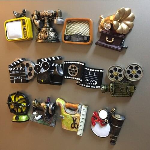 Fridge magnet retro tool mini model telephone film machina art crafts gift kitchen decoration stikcer creative paste kids like