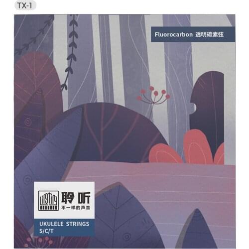 LINGTING TX-2 4pcs Ukulele Transparent Carbon Strings Set Fluorocarbon Ukelele Uke Strings for Soprano 21inch/ Concert 23inch