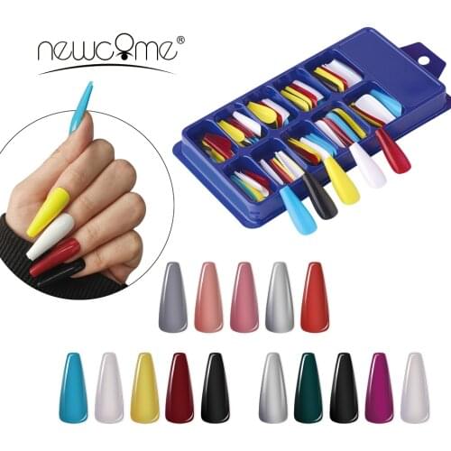 100pcs Candy Color False Nail Tips Full Cover Professional Fake Nails Long Ballerina Art Tips DIY Manicure Decor Tools