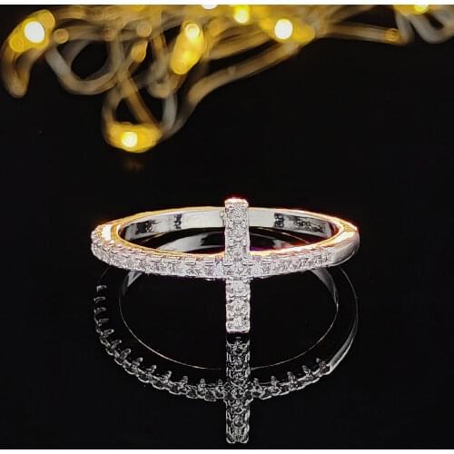 2021 New Arrival Trendy The Cross 925 Sterling Silver Fashion Ring For Girl Gift Christmas Gift Jewelry Wholesale R5947
