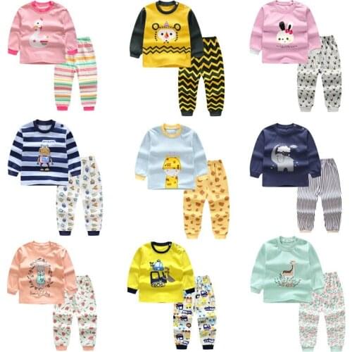 Autumn Baby Clothing Sets For Girls Boys Cotton Long Sleeve Top+Pants Kid Children Baby Girl Boy Clothes Underwear Pajamas DS19