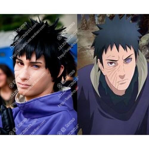 Anime NARUTO Tobi Short Black Synthetic Hair Cosplay Wigs + Wig Cap