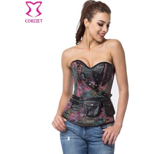 Purple Brocade Sexy Corselet Overbust Steel Boned Corsets And Bustiers Gothic Clothing Vintage Steampunk Corset Plus Size 6XL