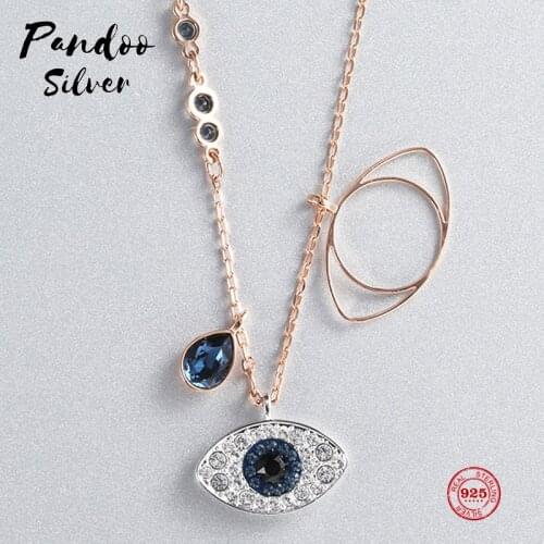 PANDOO Fashion Charm Sterling Silver Original 1:1 Copy, Temperament Fashion Short Clavicle Chain Female Luxury Jewelry Gifts