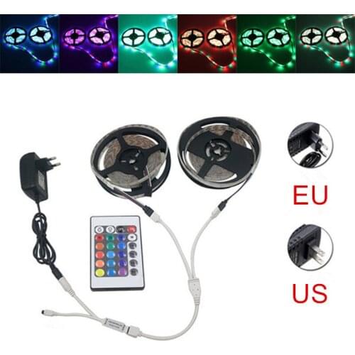10M SMD 3528 Waterproof Dimmable RGB 600 LED Strip Light + Remote + Cable Connect +EU/US Plug Adapter DC12V