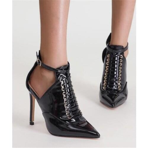 Women Spring Ankle Boots Lace Up Flock Square Heels Western Autumn Stiletto High Heels Peep Toe Boots Sandals size 35-40
