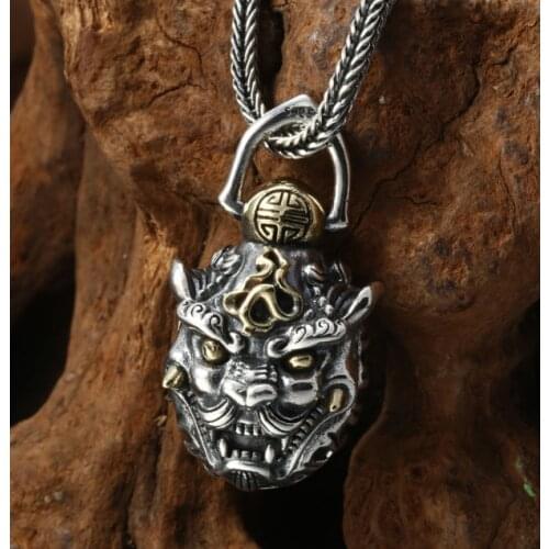 925 sterling Silver Pi Xi Fortune Menn women pendant decoration Necklace keyring... A3314