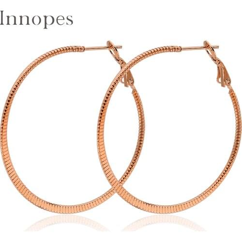 Innopes Gold hoop earrings trendy exaggerated big earrings round earrings stainless steel womens fashion earring