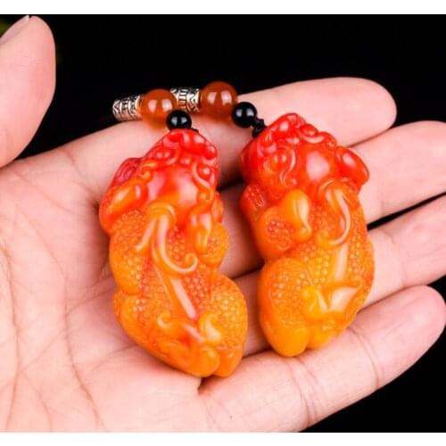 1PC Chinese Xinjiang Colorful Jade Pixiu Pendant Hand Carving Necklace Fashion Amulet Luck Gifts Men Sweater Chain Free Rope