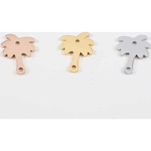 10pcs/Lot Real Stainless Steel Mirror Polish Coconut Tree DIY Charms Connector for Jewelry Making Accessories