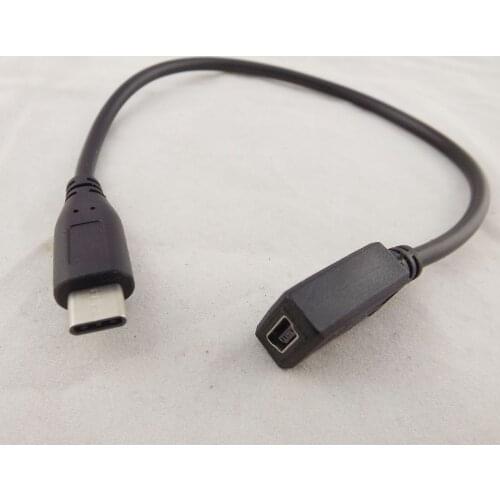 10pcs USB 3.1 Type C Male Plug to Mini USB Female Adapter Data Charger Sync Cable 27cm