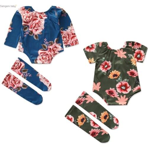 2020 climbing suit baby girl summer flower hakama + foot cover