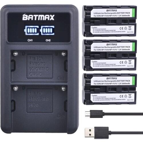 3X 2600mAh NP-F550 NP-F330 NP-F530 NP-F570 NP-F730 NP-F750 Battery + LED USB Dual Charger for Sony CCD-SC55 CCD-TRV81 MVC-FD81