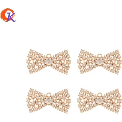 Cordial Design 40Pcs 9*16MM Jewelry Accessories/Hand Made/CZ Charms/Bowknot Shape/DIY Jewelry Making/Pendant/Earring Findings