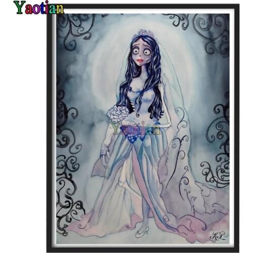 5D Diamond Painting Full Drill Square Halloween Ghost Bride Painting Rhinestone Pasted Paint with Diamond Set Arts Crafts