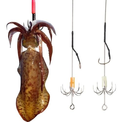 8PCS Squid Jig Hook Umbrella Stainless Steel Fishing Luminous big/small Cuttlefish Shrimp Squid Octopus Inkfish Calamary Bait