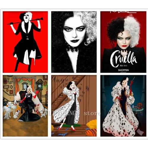 5D DIY Diamond Painting Disney Movie Cruella Fashion Wicked Girl Diamond Embroidery Mosaic Cross Stitch Art Kits Home Decor Gift