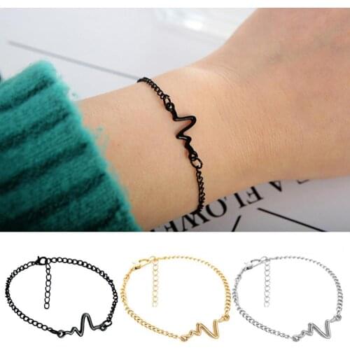 Trendy Hot Simple Waves Bracelet Chain & Link Couple Bracelet For Men Woman Heart Charm Bracelet Fashion Jewelry