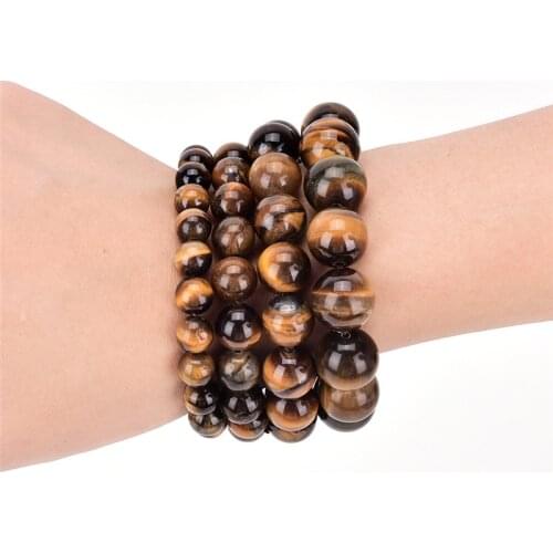 Tiger Eyes bracelet pulseras mujer Men Women 6mm 8mm 10mm 12mm 14mm 16mm 2017 Natural Stone bead Buddha Bracelets