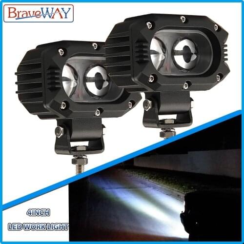 BraveWay LED Light Super Bright 4" Spot Flood Beam Car Light Offroad LED Work Light Bar Headlight 4x4 LED ATV LED Lada Truck