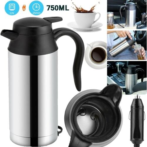 Car Heating Cup 12V 750ml Car Stainless Steel Cigarette Lighter Kettle Electric Camping Travel Camper Car Accessories