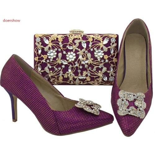 Doershow African shoe and bag set for wedding Italian shoe with matching bag design ladies matching shoe and bag!SWR1-21
