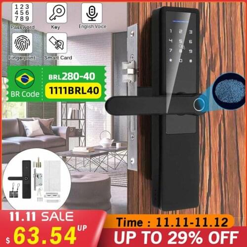 Fingerprint Electric Biometric Fingerprint Lock Digital Touch+ Password +Key+pad Card+Fingerprint 5 Ways Digital Smart Door Lock